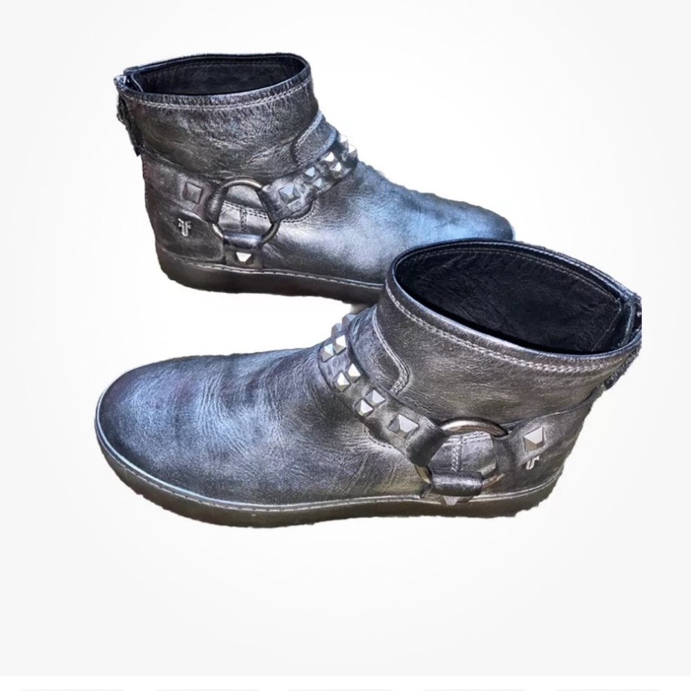 Frye Black Ankle Boots with Studded Detail